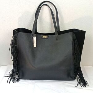 Victoria Secret Limited edition large faux leather black fringe large tote